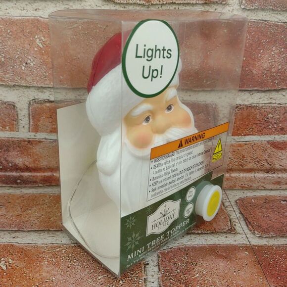 Santa Claus Lights Up Mini Christmas Tree Topper Light LED Glowing Decor Holiday - Picture 5 of 16